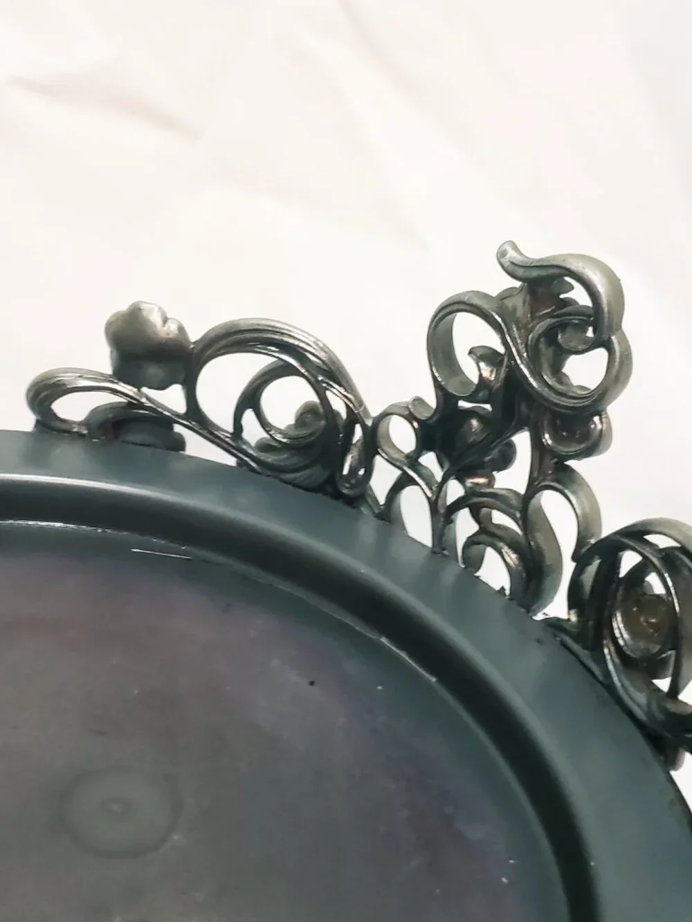 Flowers Scroll work Rhinestone Partylite Candle Holder Three Wick 8" wide - Picture 9 of 12